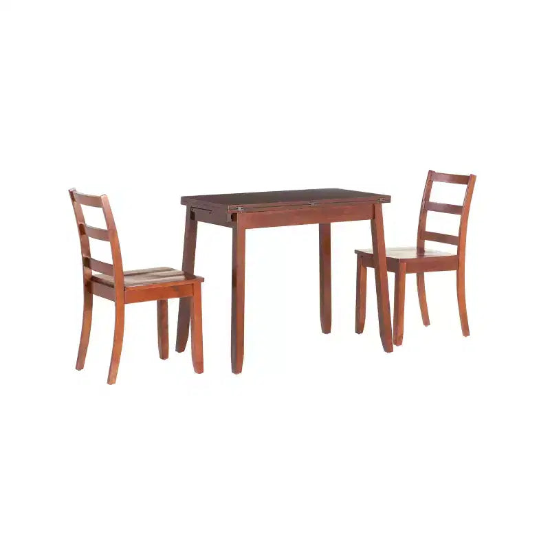 Ensemble de salle à manger pliant 3 pièces Alberts en bois massif avec rangement dissimulé, finition riche brun expresso - Linon