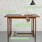 Console et table à manger pliante convertible en bois massif marron chaud - Flora Home