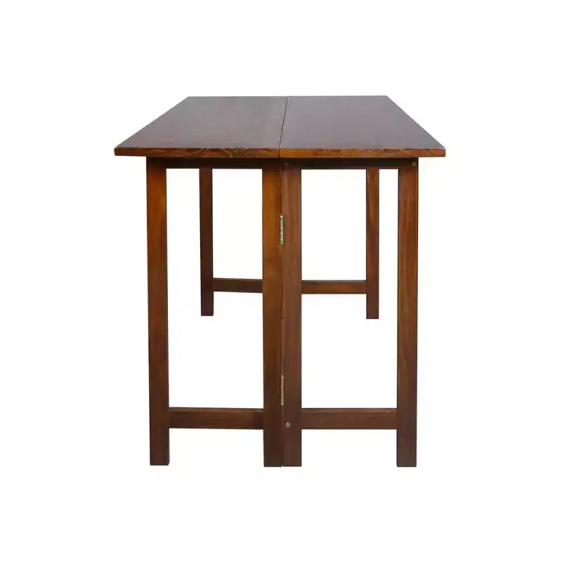 Console et table à manger pliante convertible en bois massif marron chaud - Flora Home