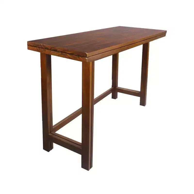 Console et table à manger pliante convertible en bois massif marron chaud - Flora Home