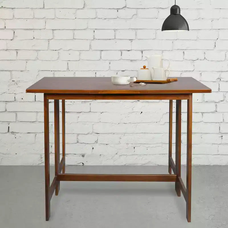 Console et table à manger pliante convertible en bois massif marron chaud - Flora Home