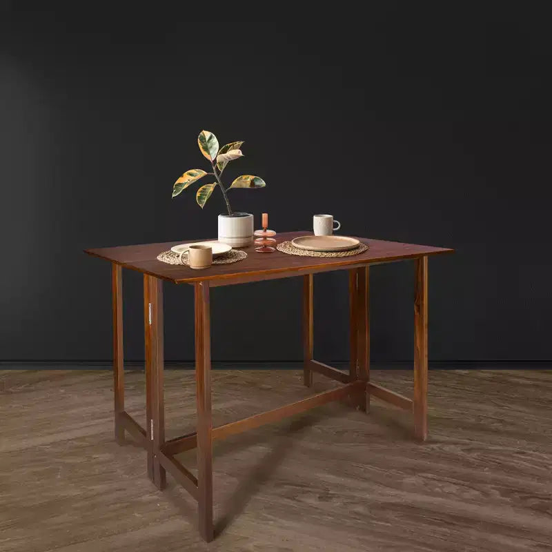 Console et table à manger pliante convertible en bois massif marron chaud - Flora Home