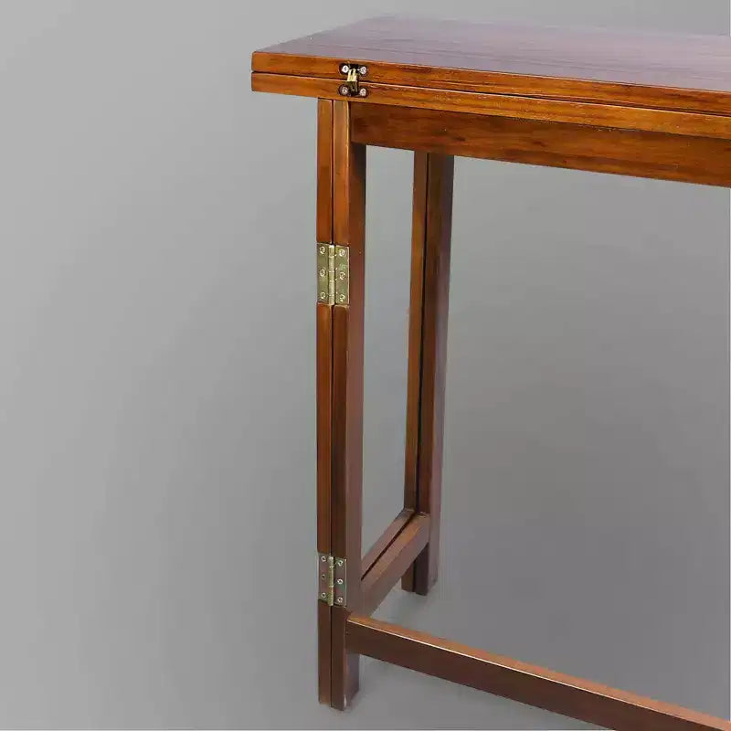Console et table à manger pliante convertible en bois massif marron chaud - Flora Home