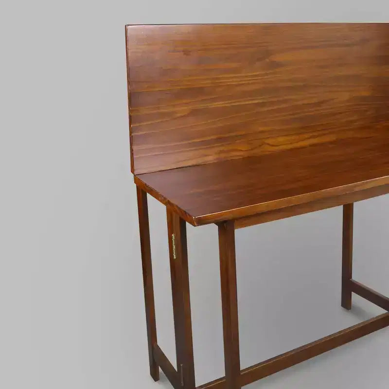 Console et table à manger pliante convertible en bois massif marron chaud - Flora Home