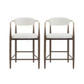 Christopher Knight Home Set of 2 25" Liam Modern Upholstered Iron Counter Height Barstools Beige/Brown