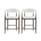 Christopher Knight Home Set of 2 25" Liam Modern Upholstered Iron Counter Height Barstools Beige/Brown