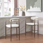 Christopher Knight Home Lot de 2 tabourets de bar modernes en fer rembourrés Liam de 63,5 cm Beige/Marron