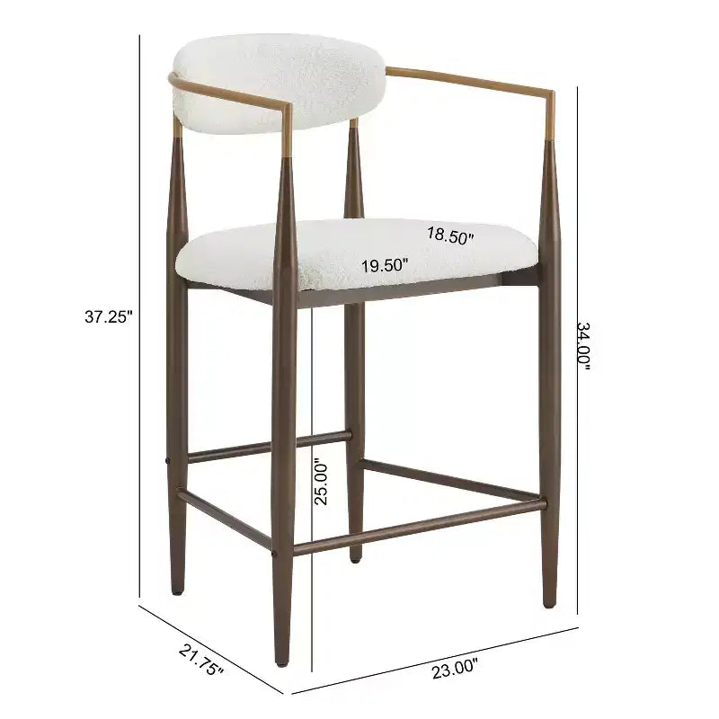 Christopher Knight Home Lot de 2 tabourets de bar modernes en fer rembourrés Liam de 63,5 cm Beige/Marron