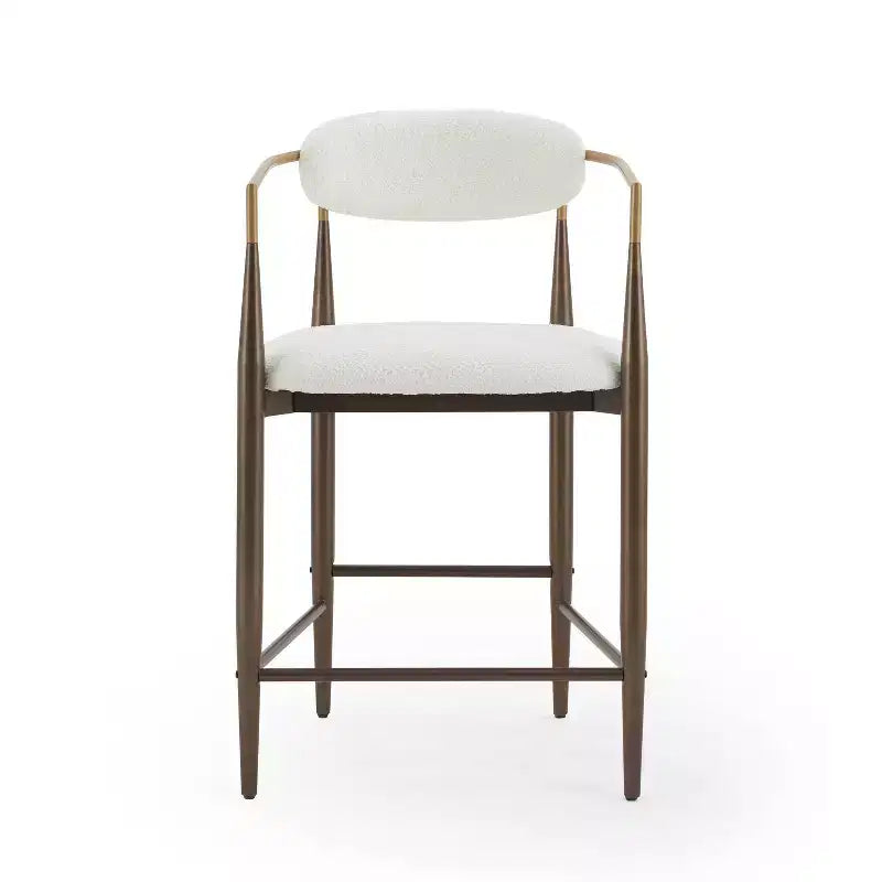 Christopher Knight Home Lot de 2 tabourets de bar modernes en fer rembourrés Liam de 63,5 cm Beige/Marron