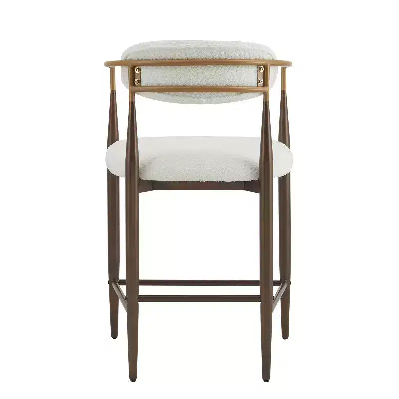 Christopher Knight Home Lot de 2 tabourets de bar modernes en fer rembourrés Liam de 63,5 cm Beige/Marron