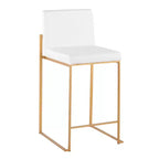 Lot de 3 tabourets de bar hauts Fuji LumiSource, hauteur comptoir, acier doré/PU blanc