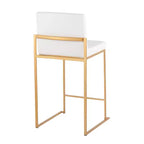 Lot de 3 tabourets de bar hauts Fuji LumiSource, hauteur comptoir, acier doré/PU blanc