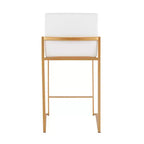 Lot de 3 tabourets de bar hauts Fuji LumiSource, hauteur comptoir, acier doré/PU blanc