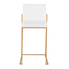Lot de 3 tabourets de bar hauts Fuji LumiSource, hauteur comptoir, acier doré/PU blanc
