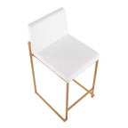 Lot de 3 tabourets de bar hauts Fuji LumiSource, hauteur comptoir, acier doré/PU blanc
