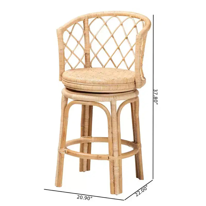 bali & pari Ayu Tabouret de comptoir pivotant en rotin naturel