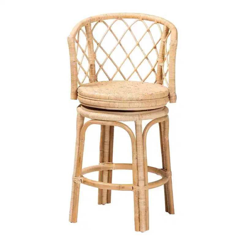 bali & pari Ayu Tabouret de comptoir pivotant en rotin naturel