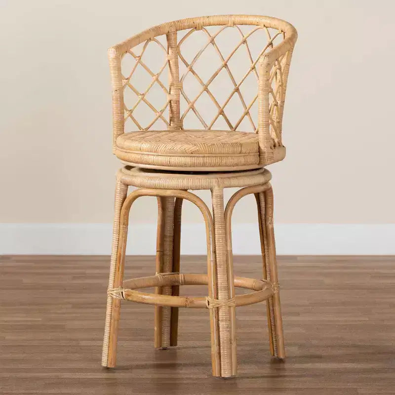 bali & pari Ayu Tabouret de comptoir pivotant en rotin naturel