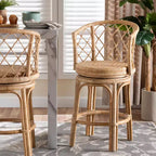 bali & pari Ayu Tabouret de comptoir pivotant en rotin naturel