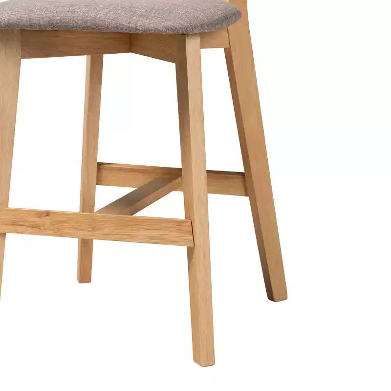 Baxton Studio Tabourets de bar Dannell en tissu et bois, 2 pièces, gris/chêne naturel/brun clair : Revêtement en polyester, Structure en bois d'hévéa