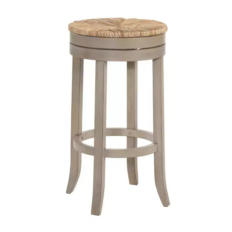 Carolina Living 30" Leif Swivel Rush Seat Barstool Weathered Gray: Round, Backless, Fixed Height Counter Chair