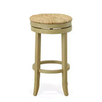 Tabouret de bar pivotant Carolina Living 30" Leif avec assise en jonc gris patiné : Chaise de comptoir ronde, sans dossier, à hauteur fixe