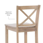 Tabourets de bar à hauteur de comptoir traditionnels en bois massif avec dossier en X Torino, 24 po, finition gris délavé - Linon