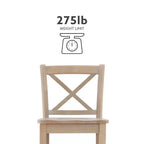Tabourets de bar à hauteur de comptoir traditionnels en bois massif avec dossier en X Torino, 24 po, finition gris délavé - Linon