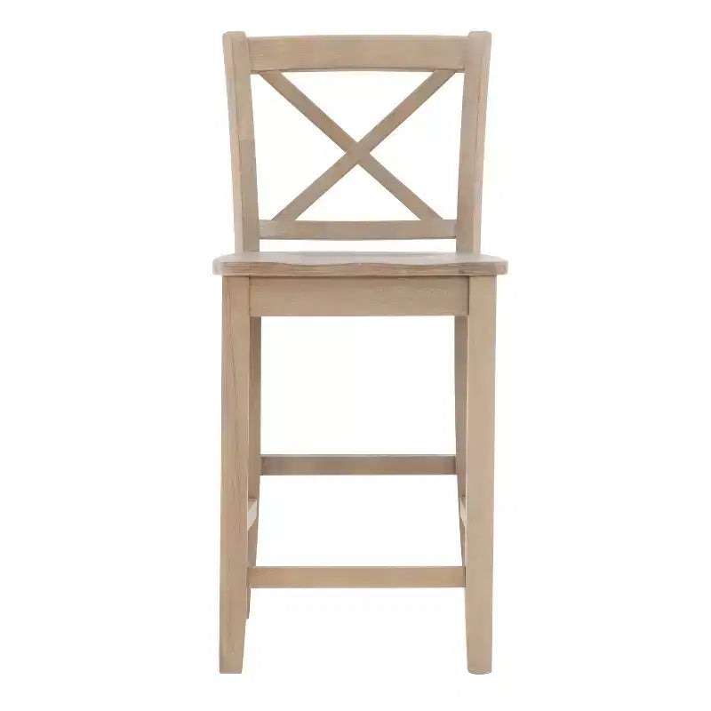 Tabourets de bar à hauteur de comptoir traditionnels en bois massif avec dossier en X Torino, 24 po, finition gris délavé - Linon