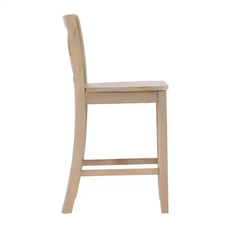 Tabourets de bar à hauteur de comptoir traditionnels en bois massif avec dossier en X Torino, 24 po, finition gris délavé - Linon
