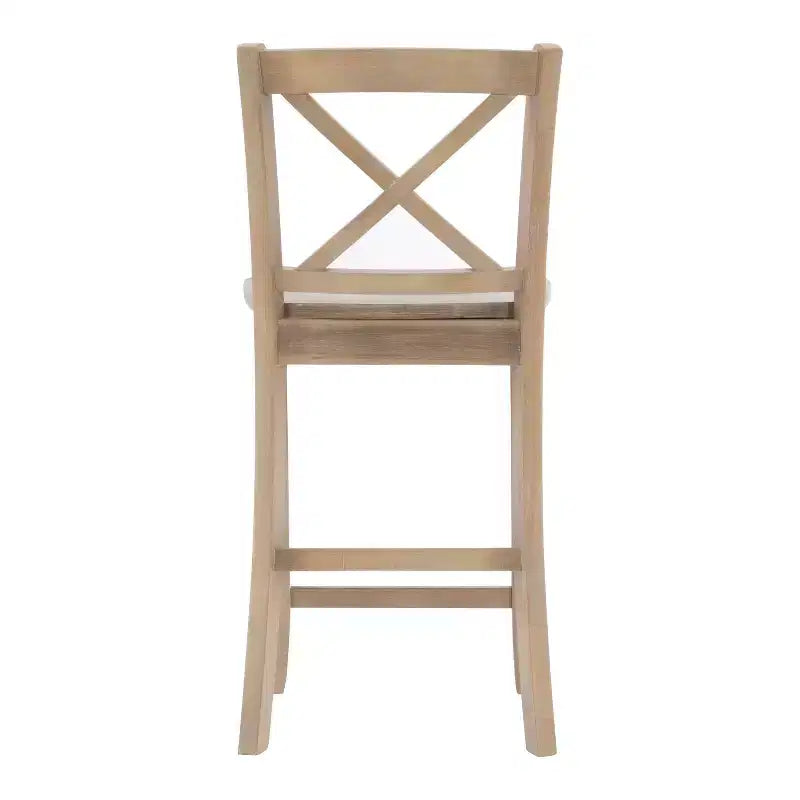 Tabourets de bar à hauteur de comptoir traditionnels en bois massif avec dossier en X Torino, 24 po, finition gris délavé - Linon