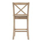 Tabourets de bar à hauteur de comptoir traditionnels en bois massif avec dossier en X Torino, 24 po, finition gris délavé - Linon