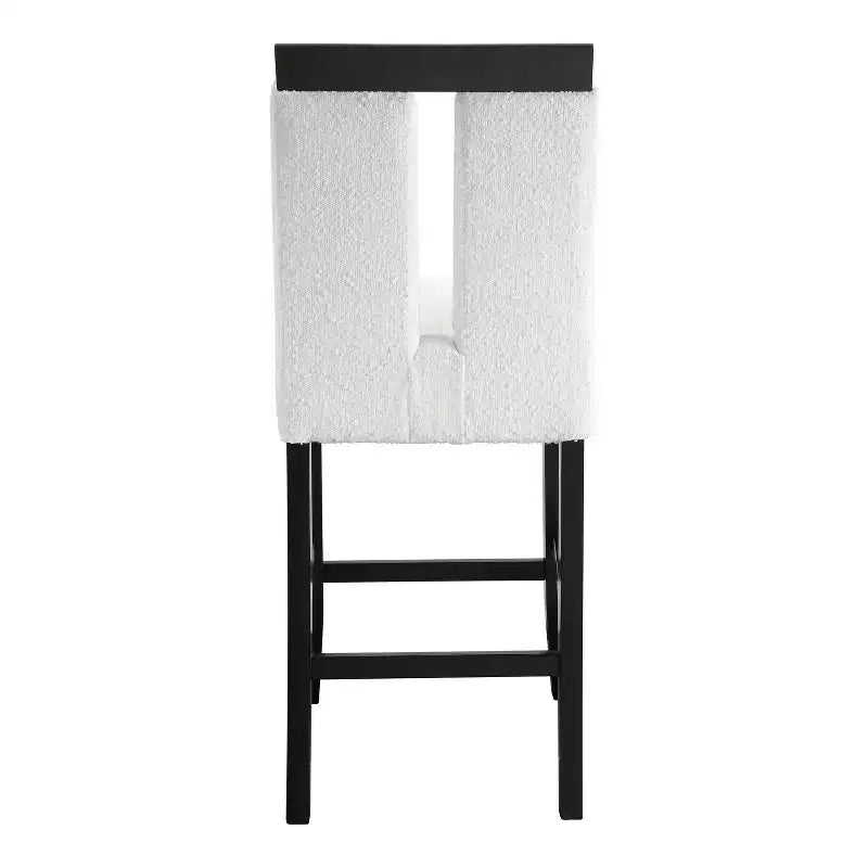 miBasics Lot de 2 tabourets de bar contemporains Northstar en tissu bouclé, hauteur comptoir, blanc/noir : Rembourrés, pieds en bois, garnissage en mousse