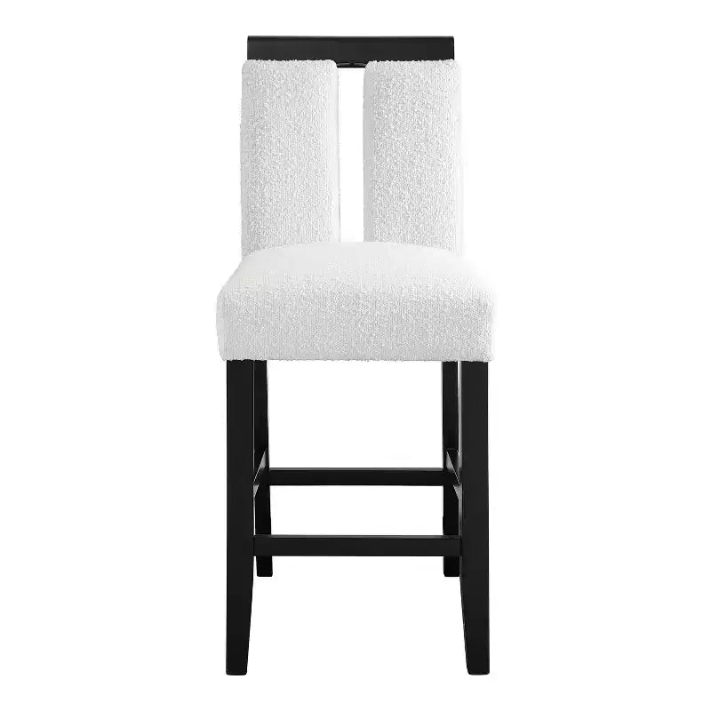 miBasics Lot de 2 tabourets de bar contemporains Northstar en tissu bouclé, hauteur comptoir, blanc/noir : Rembourrés, pieds en bois, garnissage en mousse