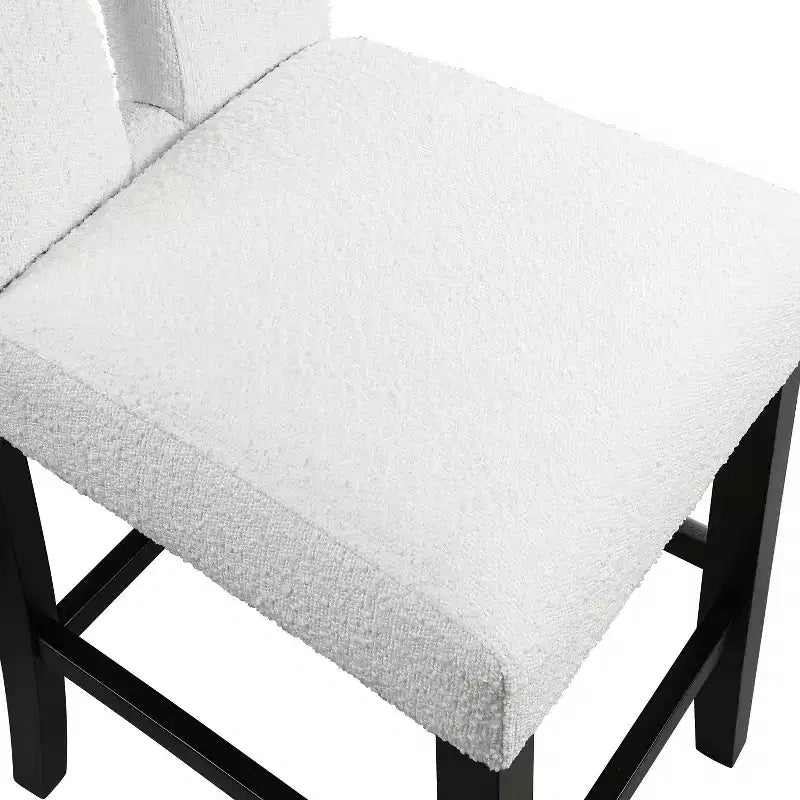 miBasics Lot de 2 tabourets de bar contemporains Northstar en tissu bouclé, hauteur comptoir, blanc/noir : Rembourrés, pieds en bois, garnissage en mousse