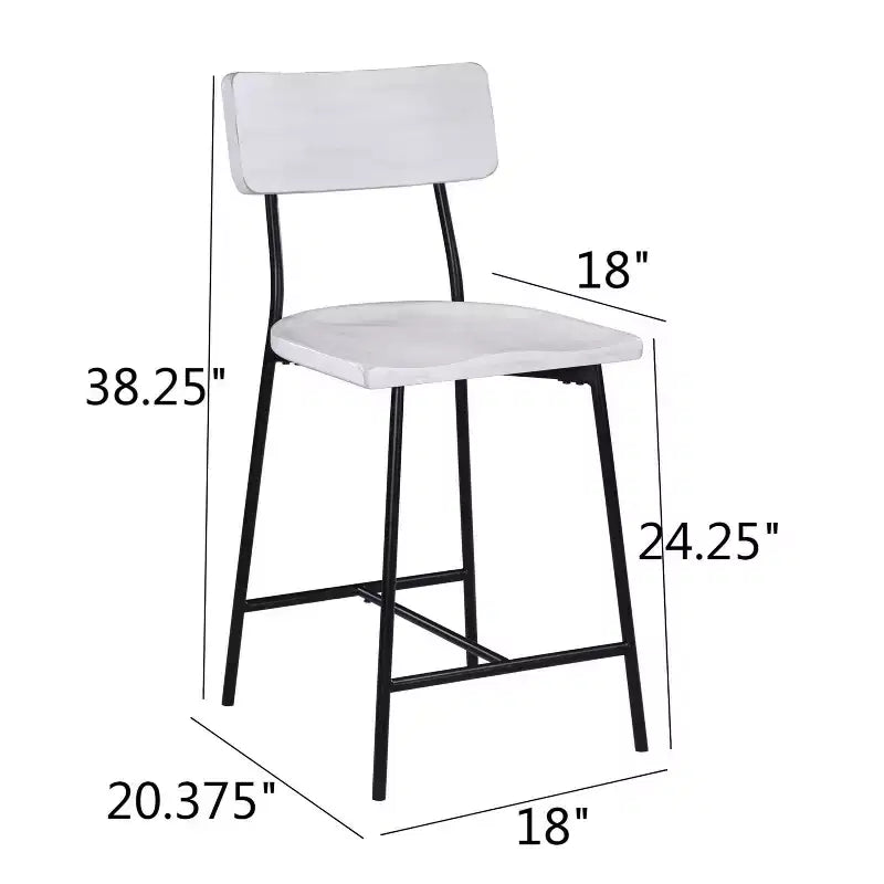Comfort Pointe Bari Tabouret de bar hauteur comptoir, finition blanchie : Assise selle, dossier incurvé, structure métallique