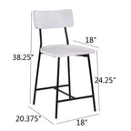 Comfort Pointe Bari Tabouret de bar hauteur comptoir, finition blanchie : Assise selle, dossier incurvé, structure métallique