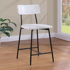 Comfort Pointe Bari Tabouret de bar hauteur comptoir, finition blanchie : Assise selle, dossier incurvé, structure métallique