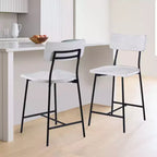 Comfort Pointe Bari Tabouret de bar hauteur comptoir, finition blanchie : Assise selle, dossier incurvé, structure métallique