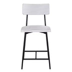 Comfort Pointe Bari Tabouret de bar hauteur comptoir, finition blanchie : Assise selle, dossier incurvé, structure métallique
