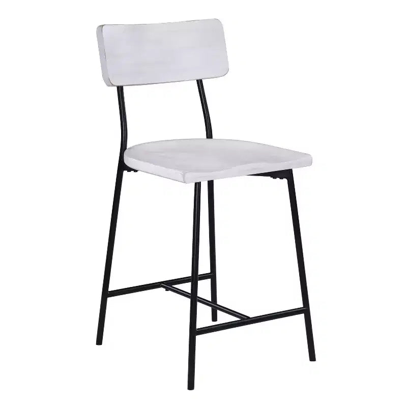 Comfort Pointe Bari Tabouret de bar hauteur comptoir, finition blanchie : Assise selle, dossier incurvé, structure métallique