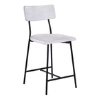 Comfort Pointe Bari Tabouret de bar hauteur comptoir, finition blanchie : Assise selle, dossier incurvé, structure métallique