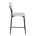 Comfort Pointe Bari Tabouret de bar hauteur comptoir, finition blanchie : Assise selle, dossier incurvé, structure métallique