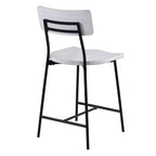 Comfort Pointe Bari Tabouret de bar hauteur comptoir, finition blanchie : Assise selle, dossier incurvé, structure métallique
