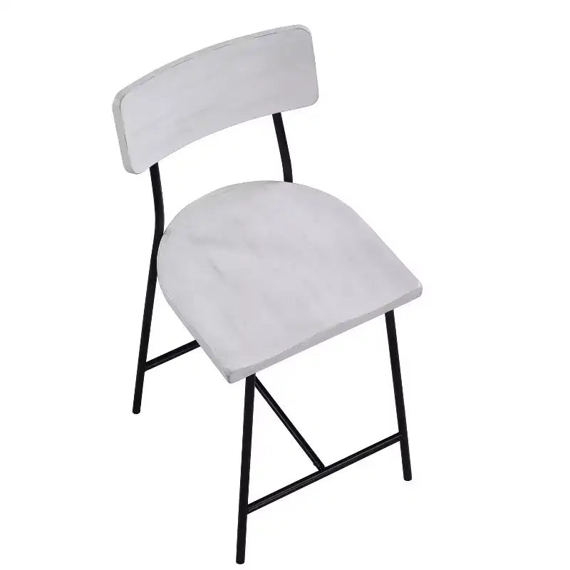Comfort Pointe Bari Tabouret de bar hauteur comptoir, finition blanchie : Assise selle, dossier incurvé, structure métallique