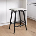 Nathan James Barker Tabouret de bar à hauteur de comptoir en bois et boucle, noir : Rembourrage en lin, 63 cm de haut