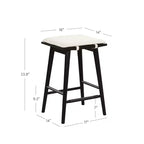 Nathan James Barker Tabouret de bar à hauteur de comptoir en bois et boucle, noir : Rembourrage en lin, 63 cm de haut