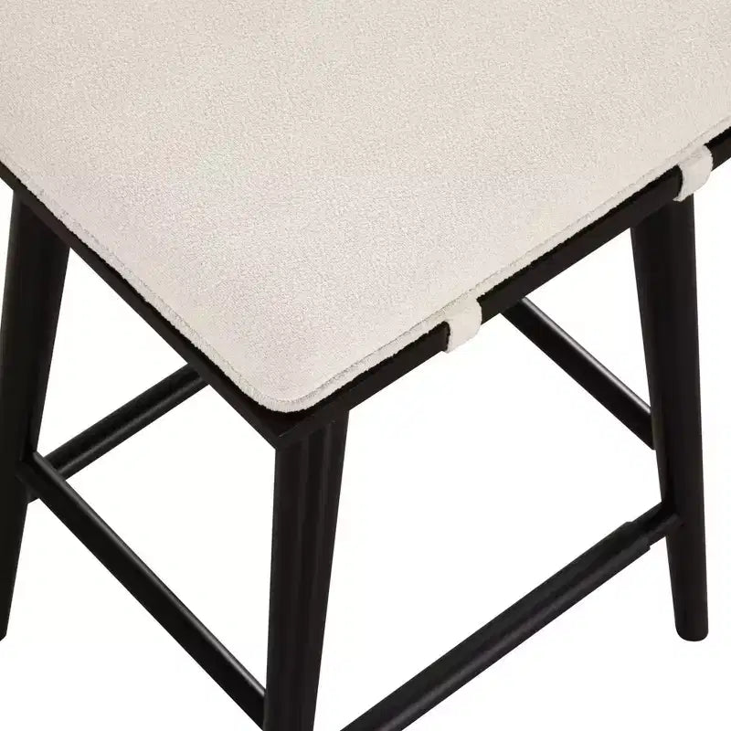 Nathan James Barker Tabouret de bar à hauteur de comptoir en bois et boucle, noir : Rembourrage en lin, 63 cm de haut