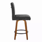 LumiSource Ensemble de 2 tabourets de bar Hank hauteur comptoir Noyer/Tissu noir