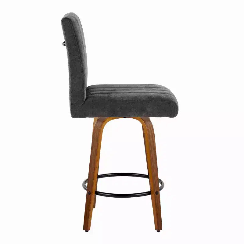 LumiSource Ensemble de 2 tabourets de bar Hank hauteur comptoir Noyer/Tissu noir